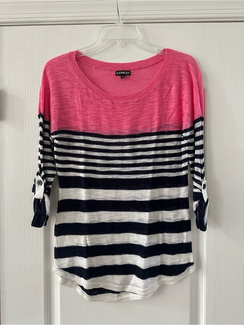 Like New! Express Pink & Navy Striped Knit Top